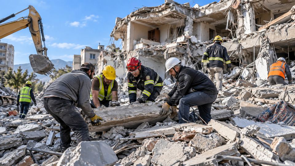 Volunteers clearing the way after an earthquake — fund emergency response
